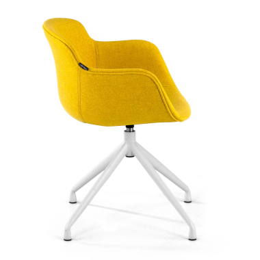 chaise de conference blanc jaune base pyramide tissu accoudoirs rembourres 3