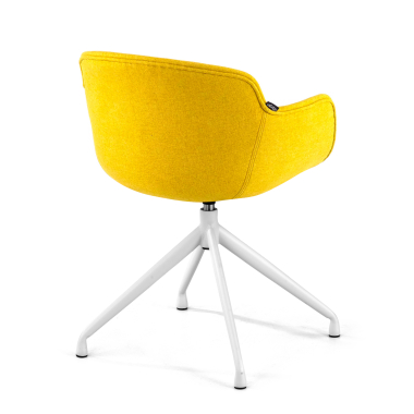 chaise de conference blanc jaune base pyramide tissu accoudoirs rembourres 4
