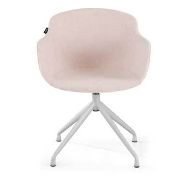 chaise de conference blanc beige base pyramide tissu accoudoirs rembourres 2