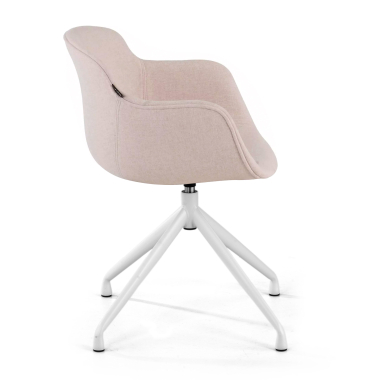chaise de conference blanc beige base pyramide tissu accoudoirs rembourres 3
