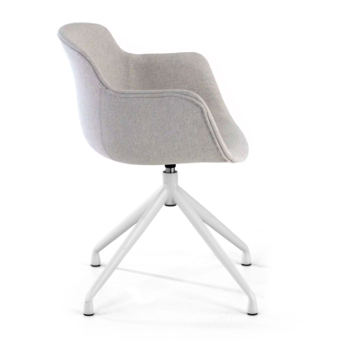 chaise de conference blanc gris base pyramide tissu accoudoirs rembourres 3