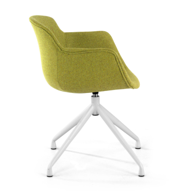 chaise de conference blanc vert base pyramide tissu accoudoirs rembourres 3