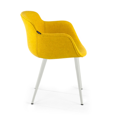 chaise de conference blanc jaune 4 pattes tissu accoudoirs rembourres 4