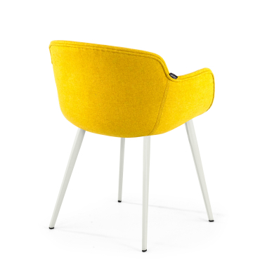chaise de conference blanc jaune 4 pattes tissu accoudoirs rembourres 5
