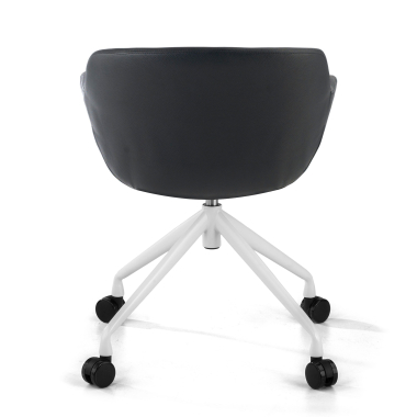 chaise de conference blanc noir avec roulettes simil cuir accoudoirs rembourres 6