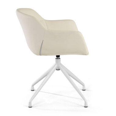 chaise de conference blanc base pyramide simil cuir accoudoirs rembourres 4
