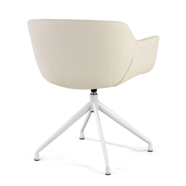 chaise de conference blanc base pyramide simil cuir accoudoirs rembourres 5