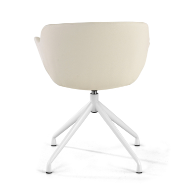 chaise de conference blanc base pyramide simil cuir accoudoirs rembourres 6