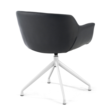 chaise de conference blanc noir base pyramide simil cuir accoudoirs rembourres 5