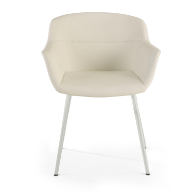 chaise de conference blanc blanc 4 pattes simil cuir accoudoirs rembourres 3