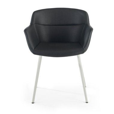 chaise de conference blanc noir 4 pattes simil cuir accoudoirs rembourres 3