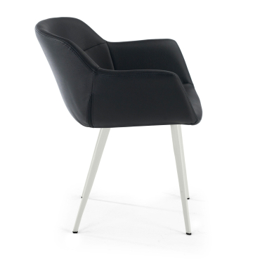 chaise de conference blanc noir 4 pattes simil cuir accoudoirs rembourres 4