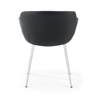 chaise de conference blanc noir 4 pattes simil cuir accoudoirs rembourres 6