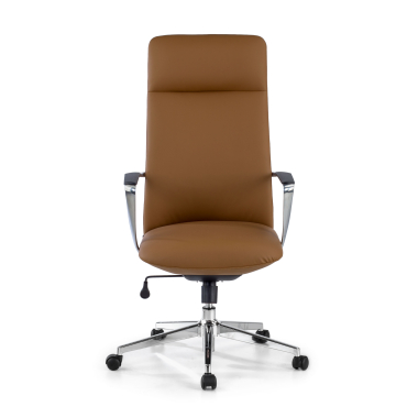 fauteuil de bureau beige dossier haut simil cuir accoudoirs fixes 3