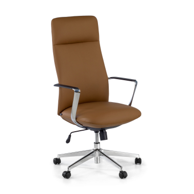 fauteuil de bureau beige dossier haut simil cuir accoudoirs fixes 1