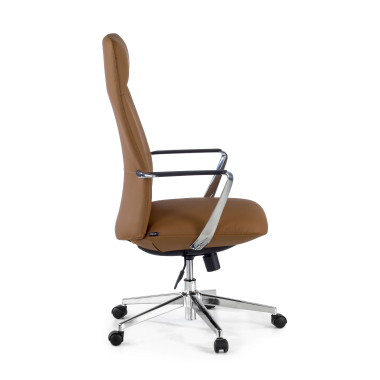 fauteuil de bureau beige dossier haut simil cuir accoudoirs fixes 4