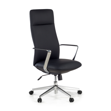 fauteuil de bureau noir dossier haut simil cuir accoudoirs fixes 1