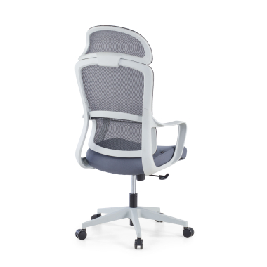 chaise de bureau blanc gris nebula maille accoudoirs fixes soutien lombaire appui tete 5