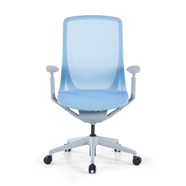 chaise de bureau design blanc bleu kinet maille accoudoirs reglables 3d 3