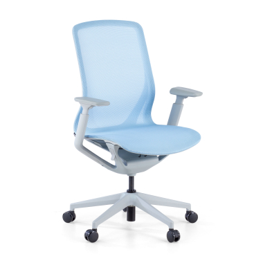 chaise de bureau design blanc bleu kinet maille accoudoirs reglables 3d 1