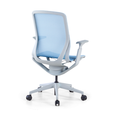 chaise de bureau design blanc bleu kinet maille accoudoirs reglables 3d 6