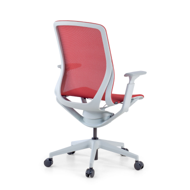 chaise de bureau design blanc rouge kinet maille accoudoirs reglables 3d 6