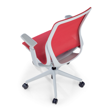 chaise de bureau design blanc rouge kinet maille accoudoirs reglables 3d 8