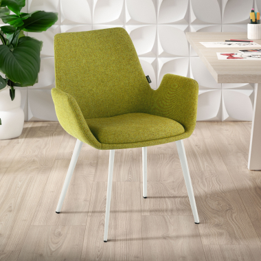 chaise de conference blanc vert 4 pattes tissu accoudoirs rembourres 2
