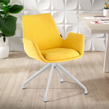 chaise de conference blanc jaune pivotante tissu accoudoirs rembourres 2
