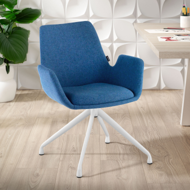 chaise de conference blanc bleu pivotante tissu accoudoirs rembourres 2