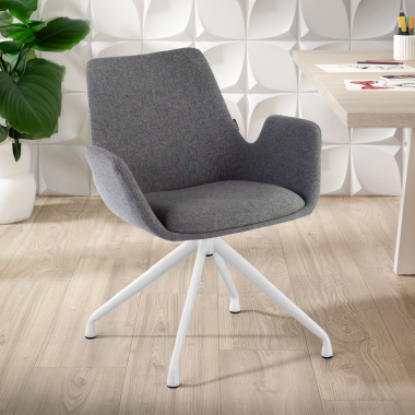 chaise de conference blanc anthracite pivotante tissu accoudoirs rembourres 2