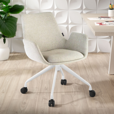 chaise de conference blanc gris giratoire avec roulettes tissu accoudoirs rembourres 2