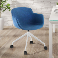 Chaise de Réunion Laure, Pivotante à roulettes, en tissu
