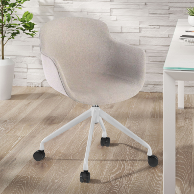 chaise de conference blanc gris giratoire avec roulettes tissu accoudoirs rembourres 2
