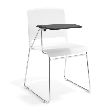 chaise avec tablette blanc avec une palette d ecriture tissu sans accoudoirs 1