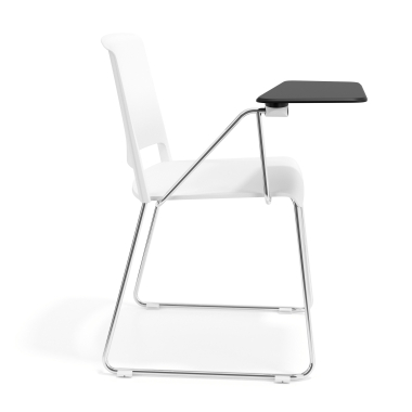 chaise avec tablette blanc avec une palette d ecriture tissu sans accoudoirs 3