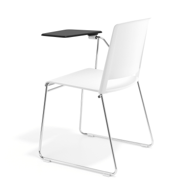 chaise avec tablette blanc avec une palette d ecriture tissu sans accoudoirs 5