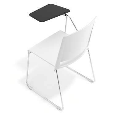 chaise avec tablette blanc avec une palette d ecriture tissu sans accoudoirs 7
