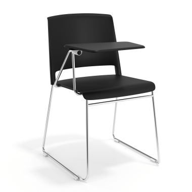 chaise avec tablette noir avec une palette d ecriture tissu sans accoudoirs 1