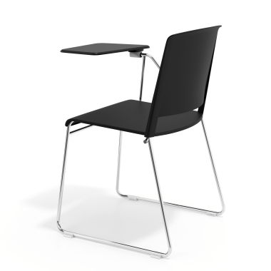chaise avec tablette noir avec une palette d ecriture tissu sans accoudoirs 5