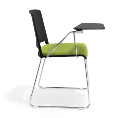 chaise avec tablette noir vert avec une ecritoire rembourree tissu sans accoudoirs 3