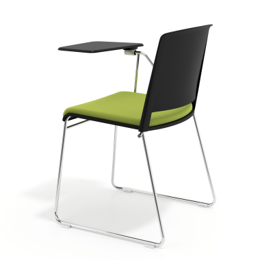 chaise avec tablette noir vert avec une ecritoire rembourree tissu sans accoudoirs 5