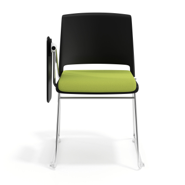 chaise avec tablette noir vert avec une ecritoire rembourree tissu sans accoudoirs 6