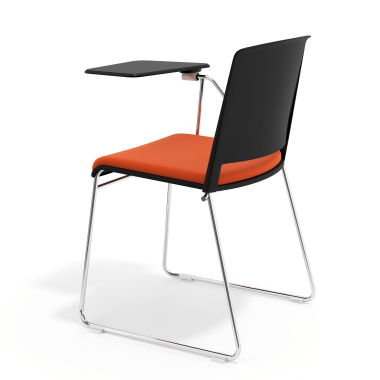 chaise avec tablette noir orange avec une ecritoire rembourree tissu sans accoudoirs 5