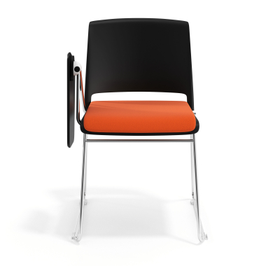 chaise avec tablette noir orange avec une ecritoire rembourree tissu sans accoudoirs 6