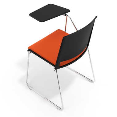 chaise avec tablette noir orange avec une ecritoire rembourree tissu sans accoudoirs 7