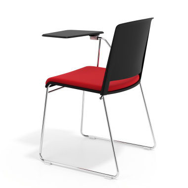 chaise avec tablette noir rouge avec une ecritoire rembourree tissu sans accoudoirs 5