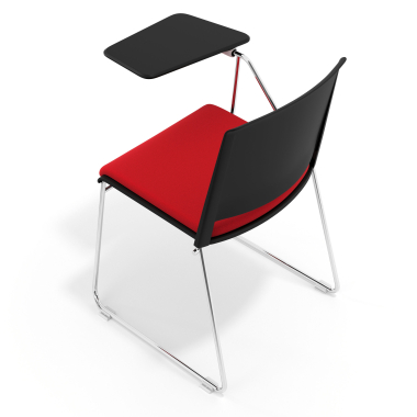 chaise avec tablette noir rouge avec une ecritoire rembourree tissu sans accoudoirs 7