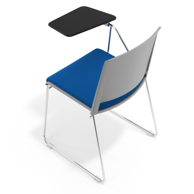 chaise avec tablette gris bleu avec une ecritoire rembourree tissu sans accoudoirs 7