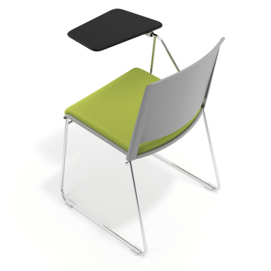 chaise avec tablette gris vert avec une ecritoire rembourree tissu sans accoudoirs 7